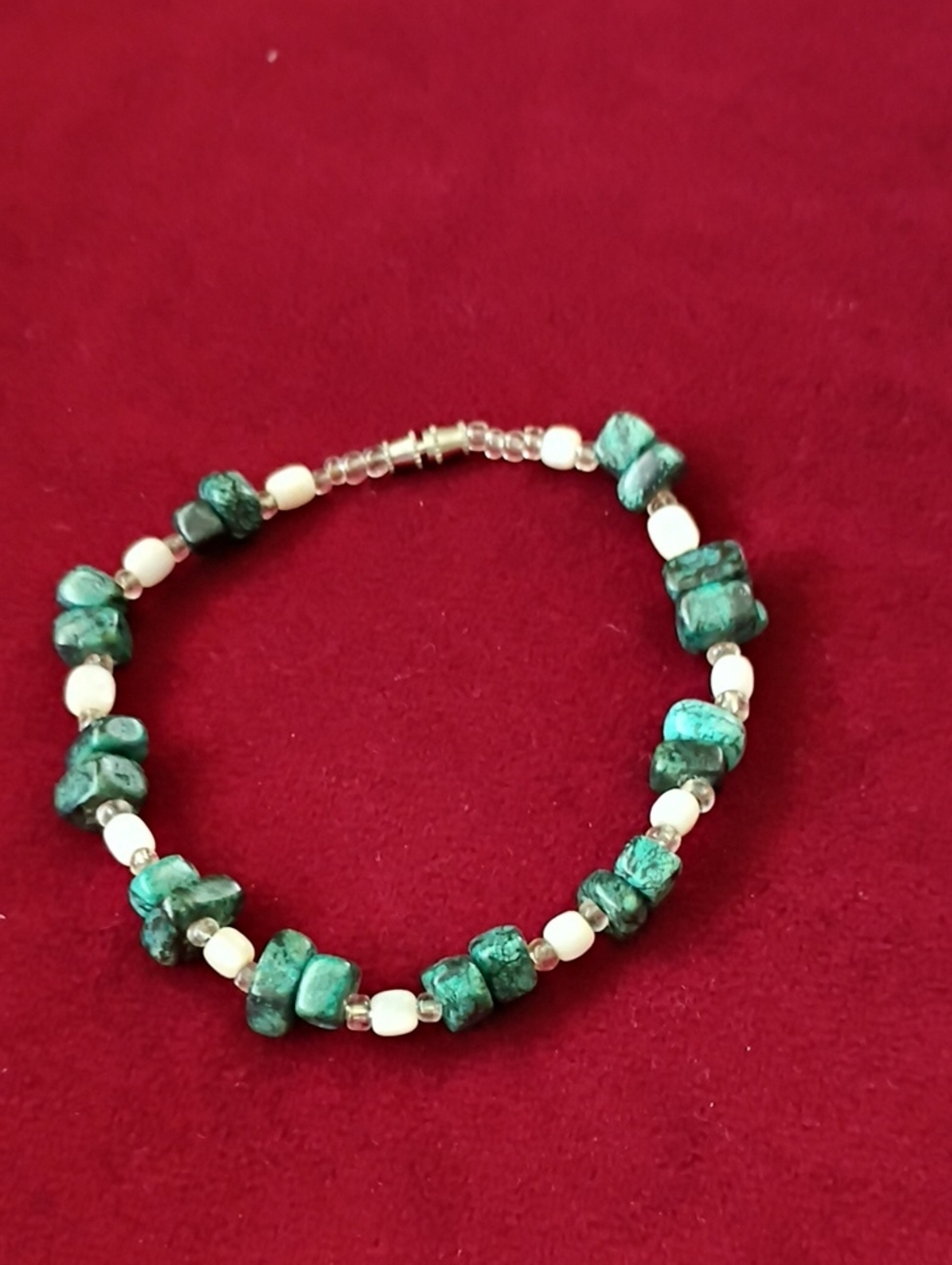 Turquoise Chip Beaded Bracelet - Women's Green Gem Bracelet